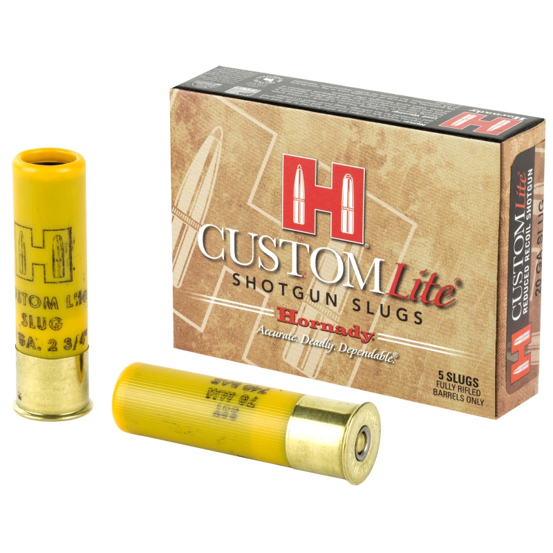 Hornady Custom Lite 20Ga Ftx 2 75 250 Grain Sabot Slug 5 Round Box