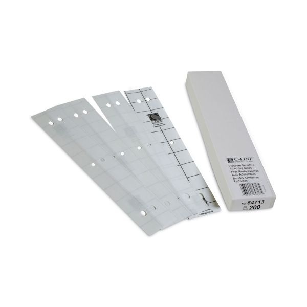 C Line Self Adhesive Attaching Strips Hole Punched X Clear