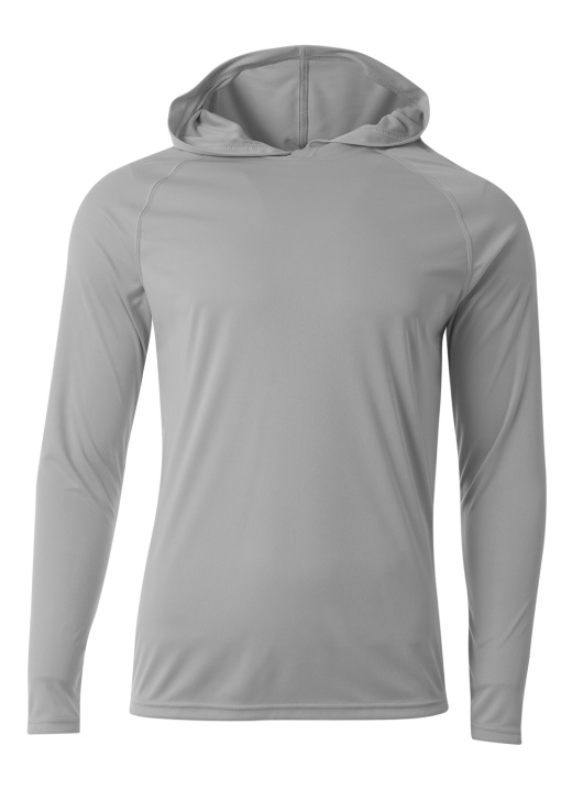 A4 Long Sleeve Hooded Tee - Silver