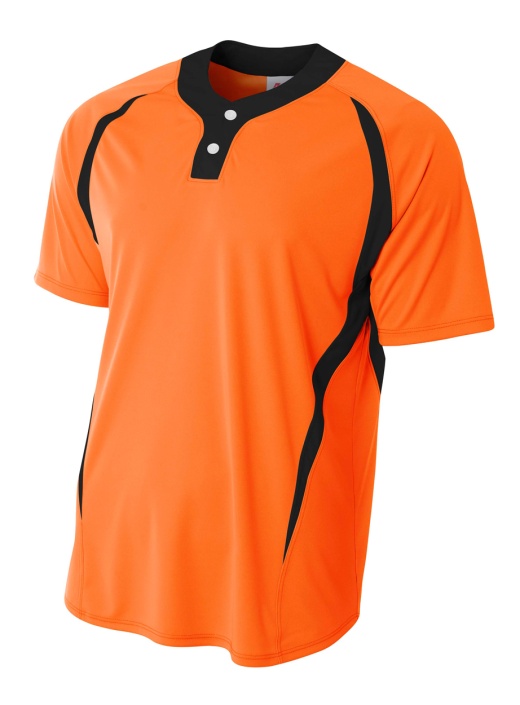 A4 2-Button Color Block Henley - Orange/Black, L