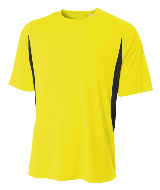 A4 Cooling Performance Color Block Tee, Safety Yellow/Black