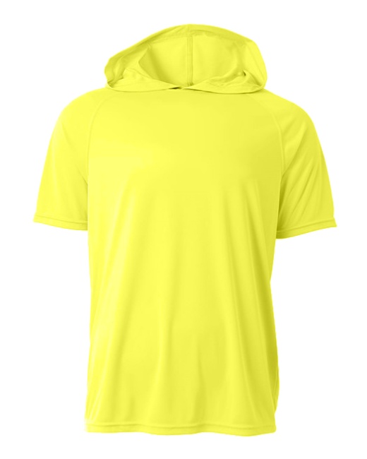 A4 Short Sleeve Hooded Tee, Safety Yellow