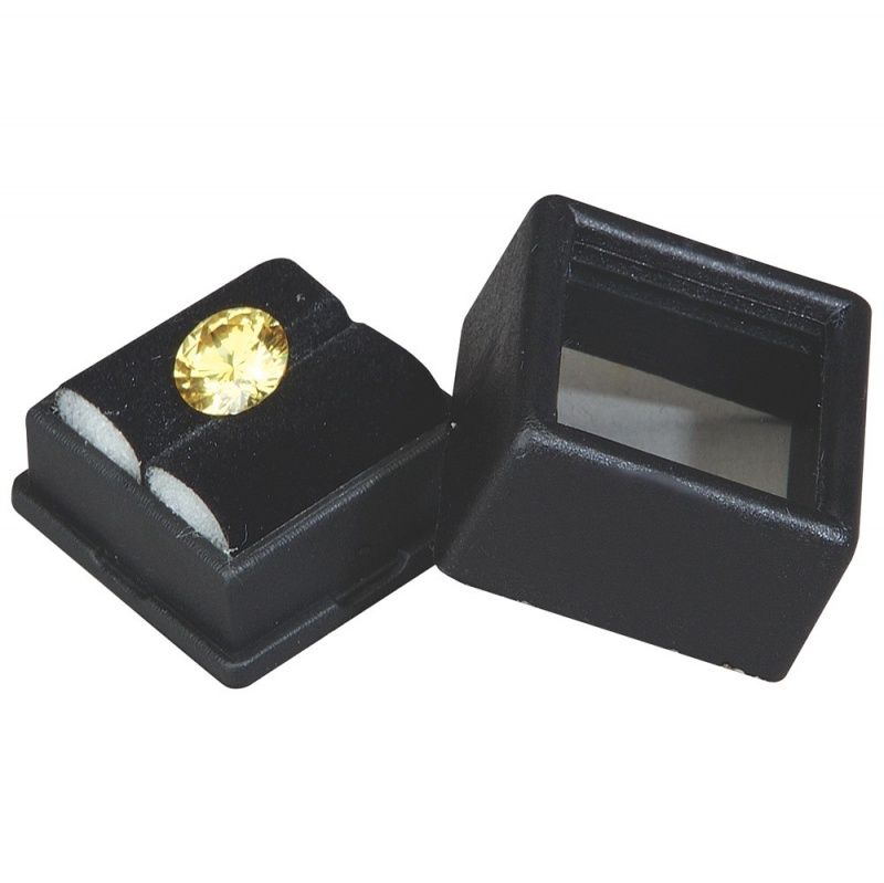 Glass-Top Gem Boxes W/Rolled-Foam Inserts In Black Or White