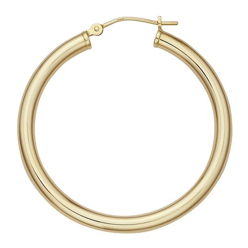 14K Yellow Hinged Hoop Earring 3.0Mm Thickness