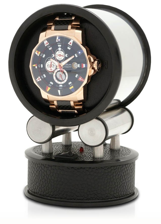 Orbita Voyager Programmable Travel Single Watch Winder In Black Leatherette