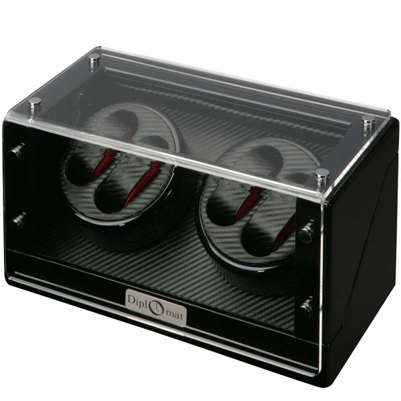 Diplomat "Gothica" 4-Watch Winder In Bold Black & Red