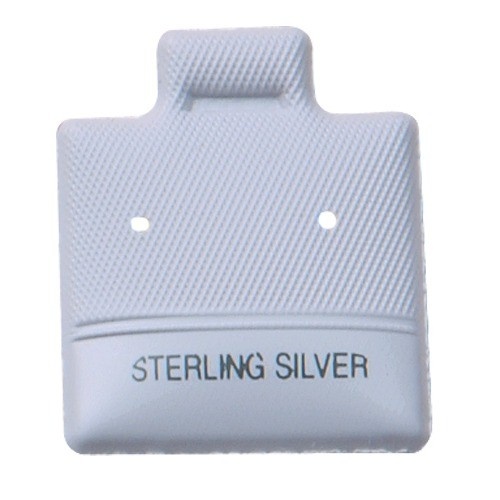 White 'Sterling Silver' Puffed Display Cards For Stud Earrings (Pk/200), 1" L X 1" w