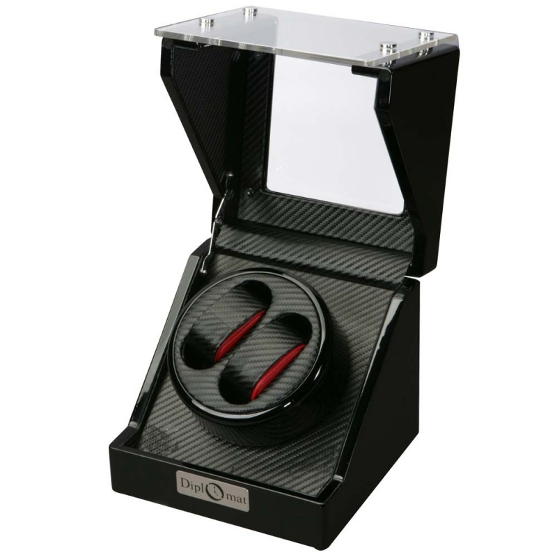 Diplomat "Gothica" Double Watch Winder In Bold Black & Red