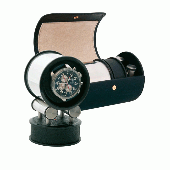Orbita Voyager Programmable Travel Single Watch Winder In Black Leatherette