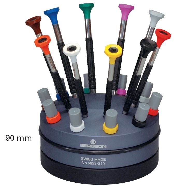 Bergeon 10-Piece Flat Screwdriver Sets On Rotating Stand #6899-S10