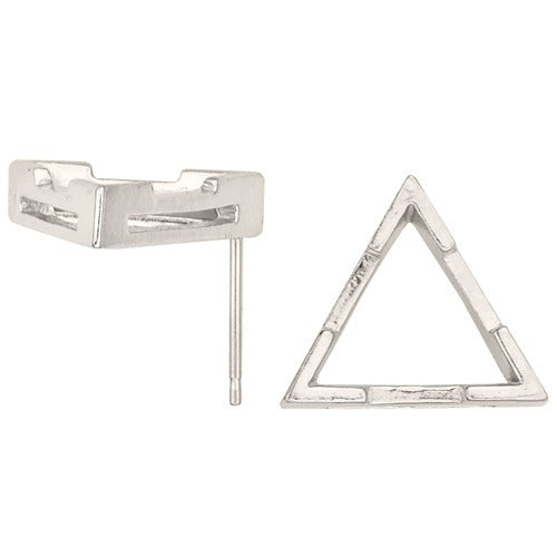 14K White Triangle Earring