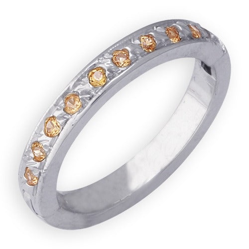 14K White Gold Toe Ring with Yellow Sapphire