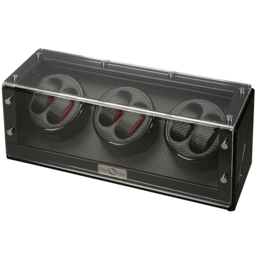 Diplomat 'Gothica' 6-Watch Winder in Bold Black & Red