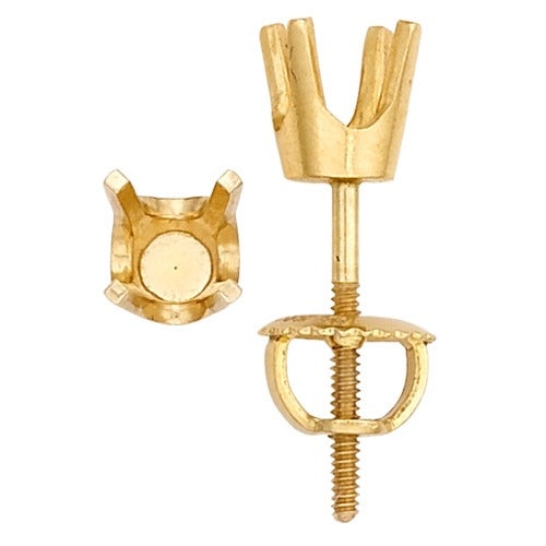 18K Yellow 4-Prong Heavy Screw Earring