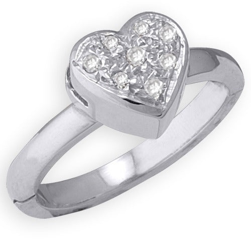 14K White Gold Heart Shape Toe Ring with Diamond