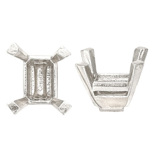14K White Emerald Cut Setting No Peg