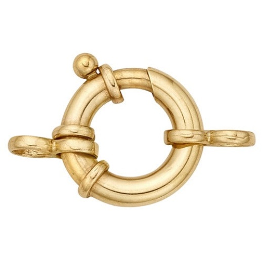 14K Yellow Gold Heavy Spring Ring w/ 2-Rings