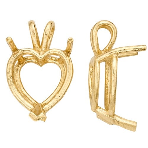 14K Yellow Heart Shape Double Wire Pendant