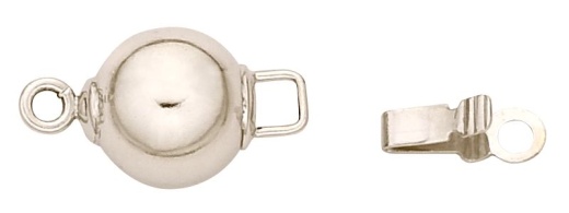 14K Round Shiny Bead Clasp White