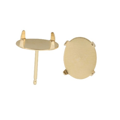 14K Yellow Flat Solid Back Oval Earring