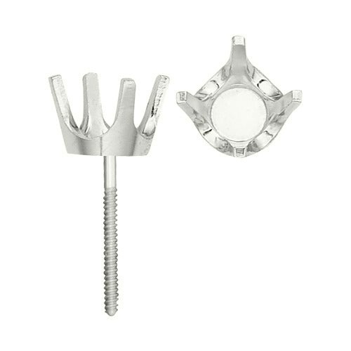 14K White 4-Prong Round Light Screw Post