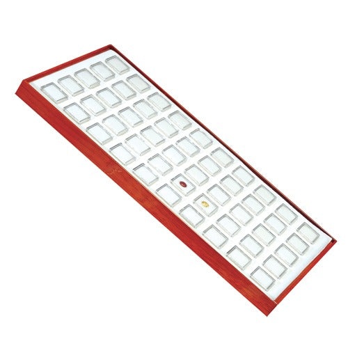 50 Acrylic 1 X 1" Gem Jars With White Flat-Foam Inserts In Mahogany Wood Trays