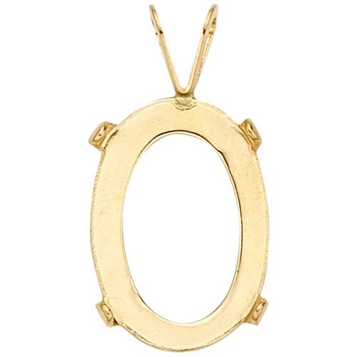 14K Yellow Oval Flat Open Back Pendant