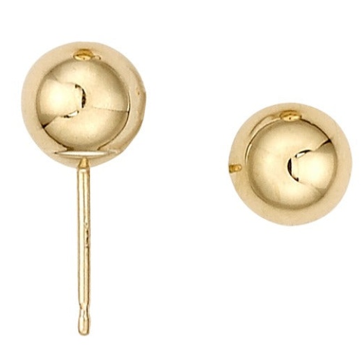 14K Yellow Shiny Ball Earring