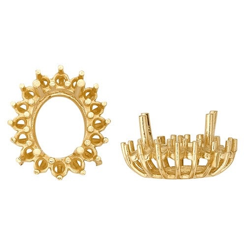 14K Yellow Oval Cluster Setting