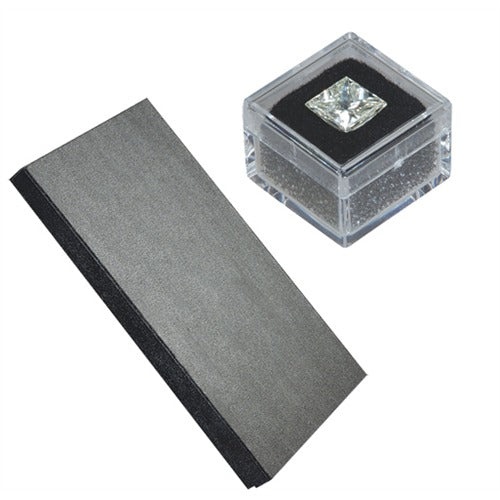 50 Acrylic Gem Jars with Black Flat-Foam Inserts in Black Wood Trays