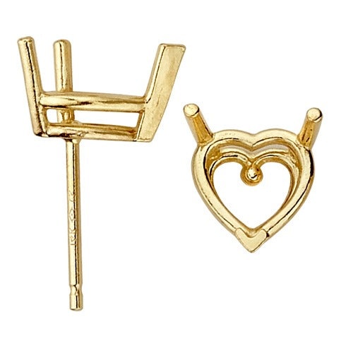 14K Yellow Heart Shape Double Wire Earrings