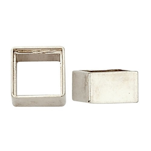14K White High Square Straight Bezel with Seat