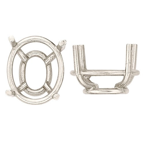 14K White Double Wire Oval Tapered Basket Setting