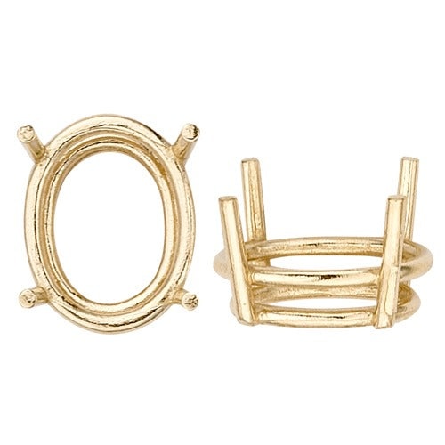 14K Yellow 4-Prong Oval Double Wire Setting