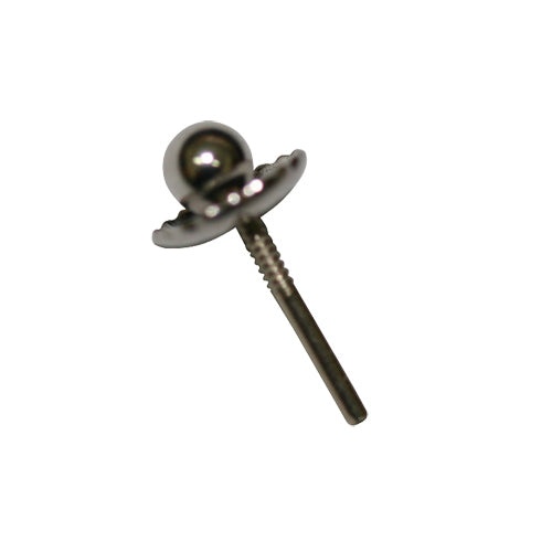14K White Gold Babies 3mm Ball Threaded Back Earrings