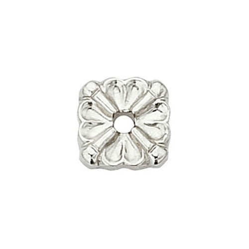 14K White Square Illusion Top W/ Bar