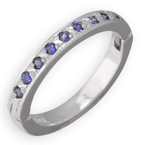 14K White Gold Blue Sapphire Toe Ring