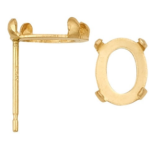 14K Yellow Oval Flat Open Back Earring
