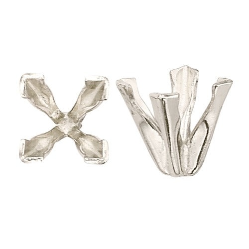 14K White Princess-Cut Setting W/ V-Prong