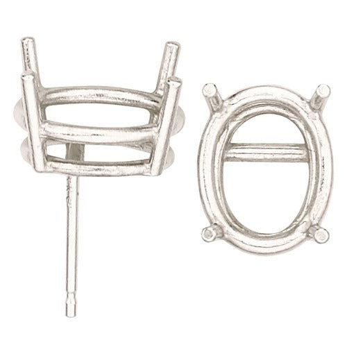 14K White Oval Double Wire Earring
