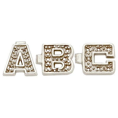 14K White Block Initial W/ 0.005Ct Diamond Pendant