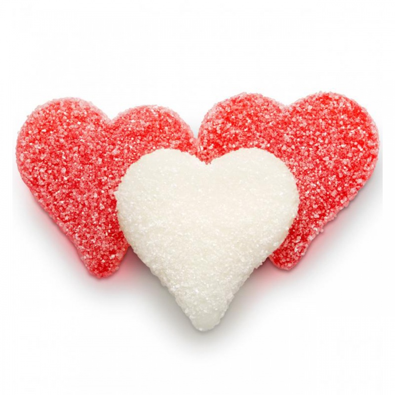 Sour Sanded Gummi Valentine Hearts 4/4.5Lb