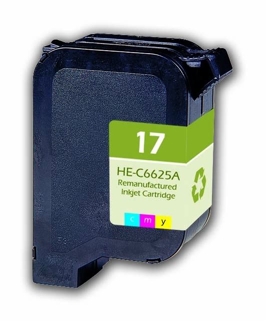 Hewlett Packard OEM 17, C6625A Remanufactured Inkjet Cartridge: Cyan, Magenta, Yellow, 520 Yield, 38ml