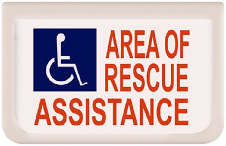 Rescue Assis. Sign-Electr-Sing. Incandescent Type--120Vac Single Sided--With Batteries White Plastic/Black Lettering