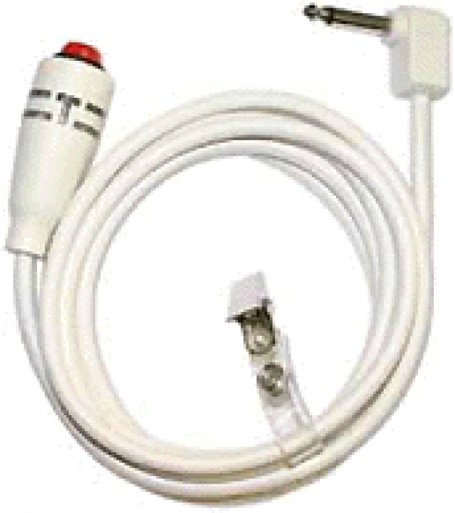 Single Call Cord For Bed Station, 7-Foot. White Cable, Red Button. 1/4" Male Phono Plug