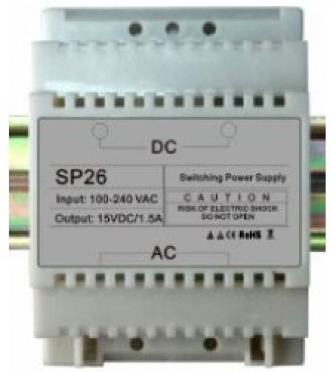 15Vdc Sys. Power Supply-1.5A. Operates On 100-240Vac 50/60Hz 1.5A Output At 15Vdc Switching Power Supply-Din Rail Mounting