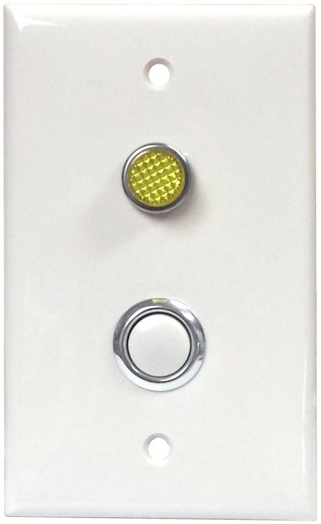 1-Gang Pushbutton+Yell Led Sta. Fits Over 1-Gang Electrical Back Box (Flush Or Surface) (Low Voltage Spst Button)