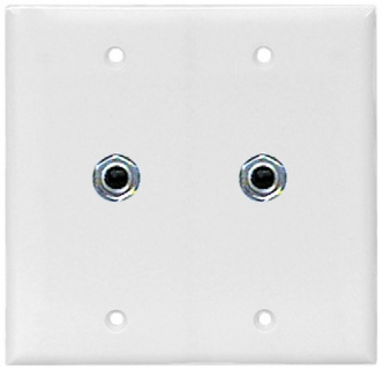 2 Gang Wallplate+2 Phono Jacks. Requires 2-Gang Electrical Box White Plastic Wall Plate - Has Cord-Out Contacts As Well