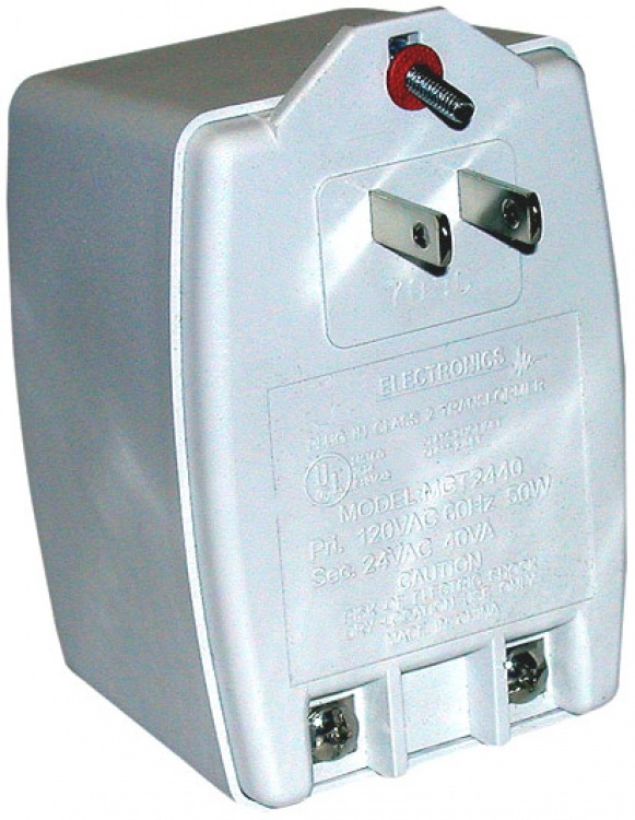 Plug-In Transformer-24Vac-40Va. Primary: 120 Vac Secondary: 24 Vac (40 Va) U.L. Listed--For Indoor Use