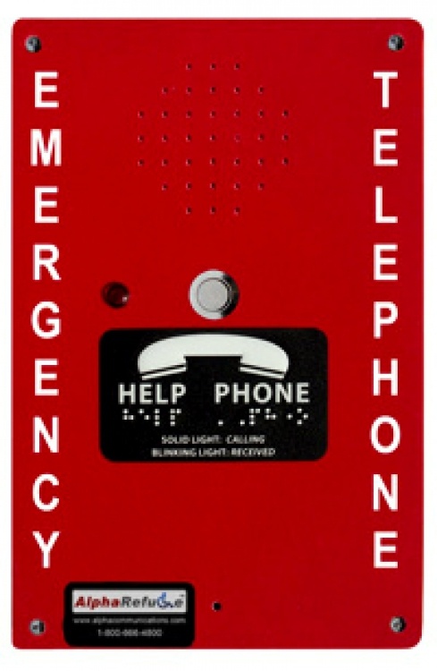 Emergency 911 Pool Call Box. Powered By Phone Line, Red Figerglass + Nema 4 Enclosure, Standard Dialer Push Button